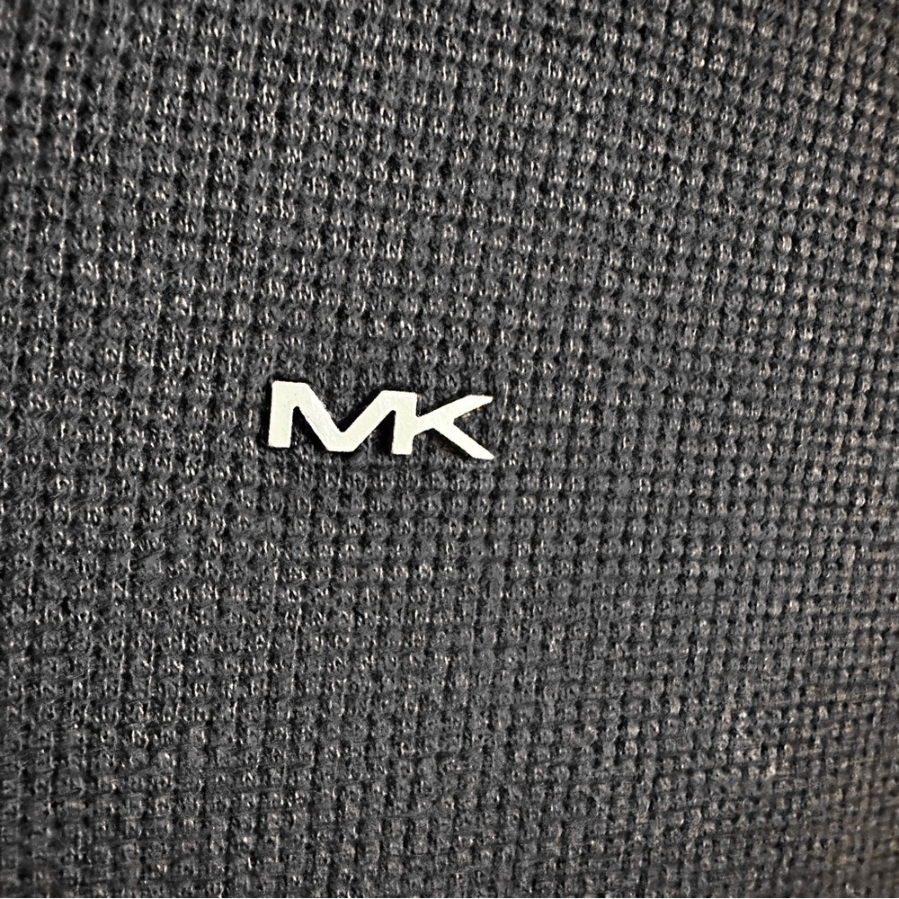 Michael Kors Black Waffle Knit 3/4 Zip Pullover Top sz Medium - Picture 5 of 8